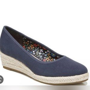 Nwt LifeStride Velocity 2.0 Womens Espadrille Slip On Wedges Navy Canvas Shoes